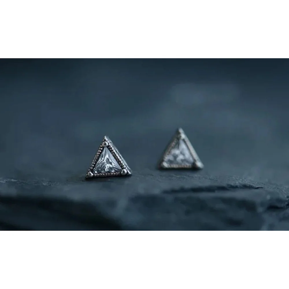 Trillion Cut‎ Simulated Diamond 925 Sterling Silver Triangle Stud Earrings